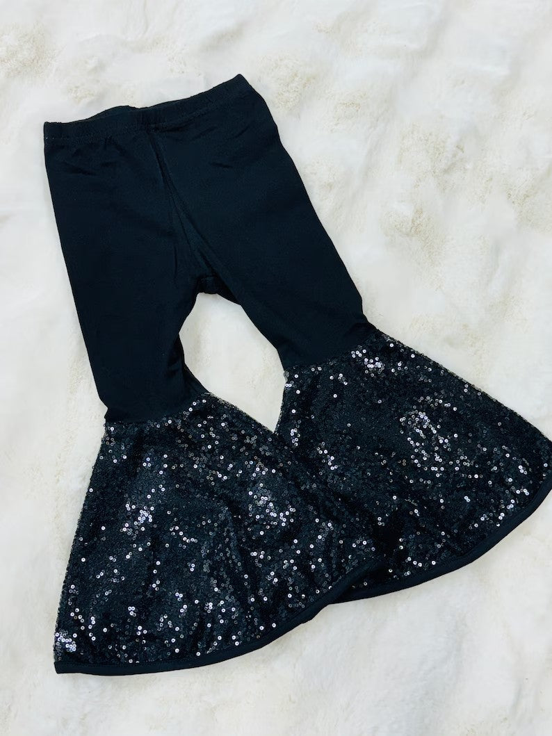 presale P0850 Baby Girls Navy Sequin Bell Bottom Pants D 916