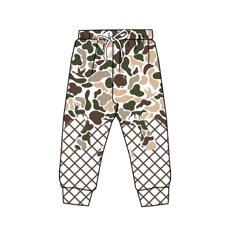presale P0868 Baby Boys Dogs Ducks Turkey Camo Drip Western Team Jogger With Belt D 919
