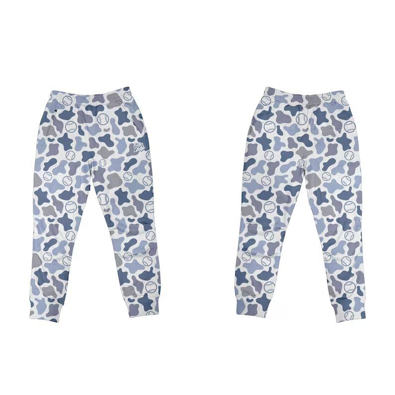 presale P0876 Baby Boys Blue Camo Baseballs Team Pockets Leggings Pants D 922