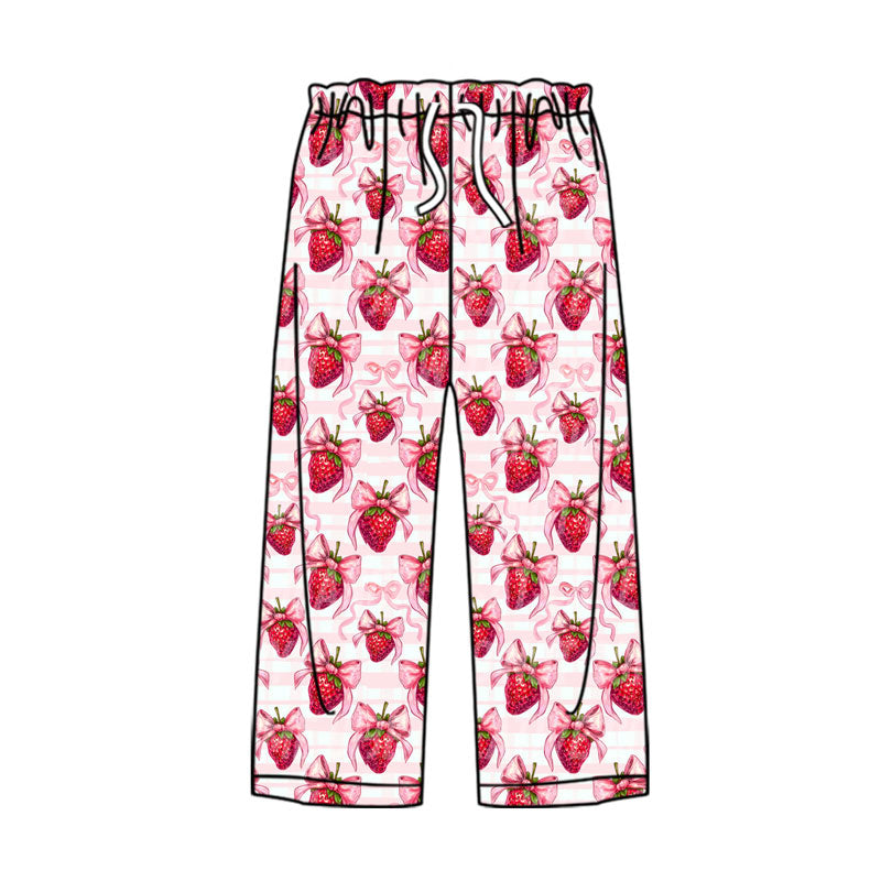 presale P0877 Adult Women Bows Strawberry Stripes Valentine Pants With Belt D 925
