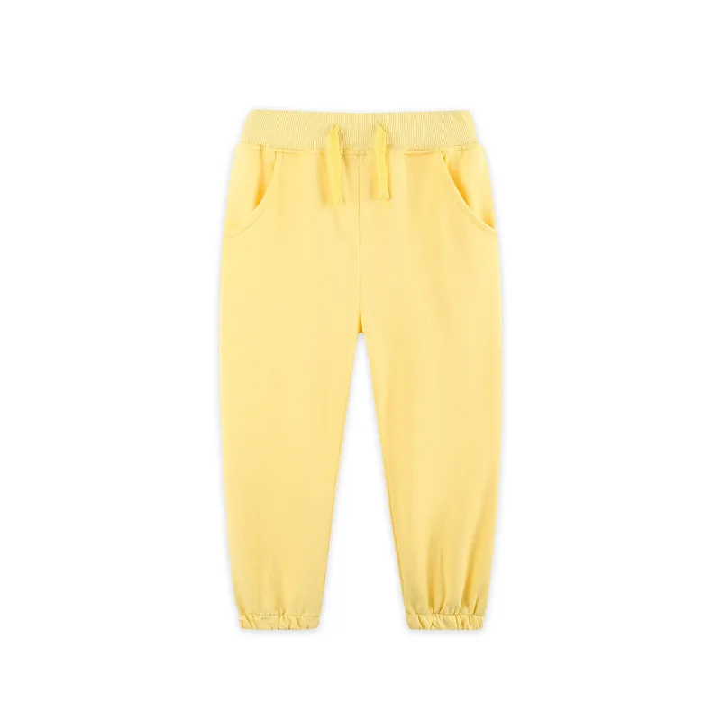 presale P0879 Baby Girls Yellow Pockets Leggings Pants With Belt D 925