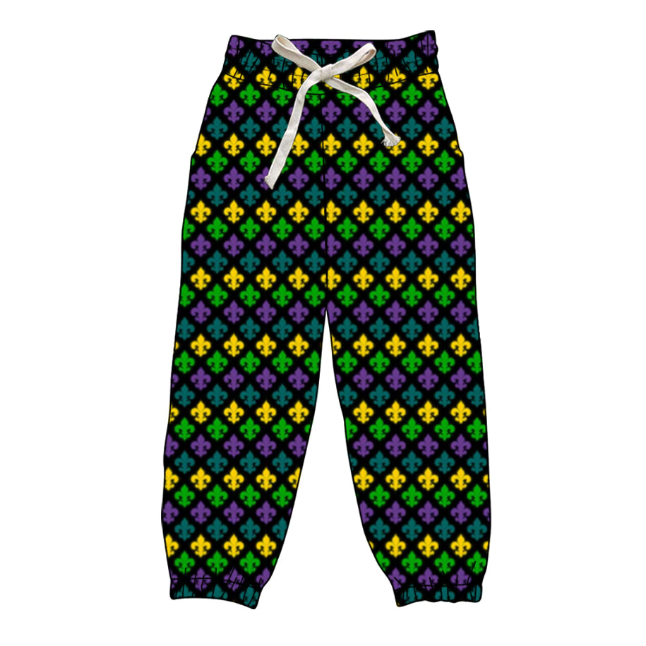 presale P0907 Adult Women Mardigras Anchors Plaid Pockets Jogger Pants D 1015