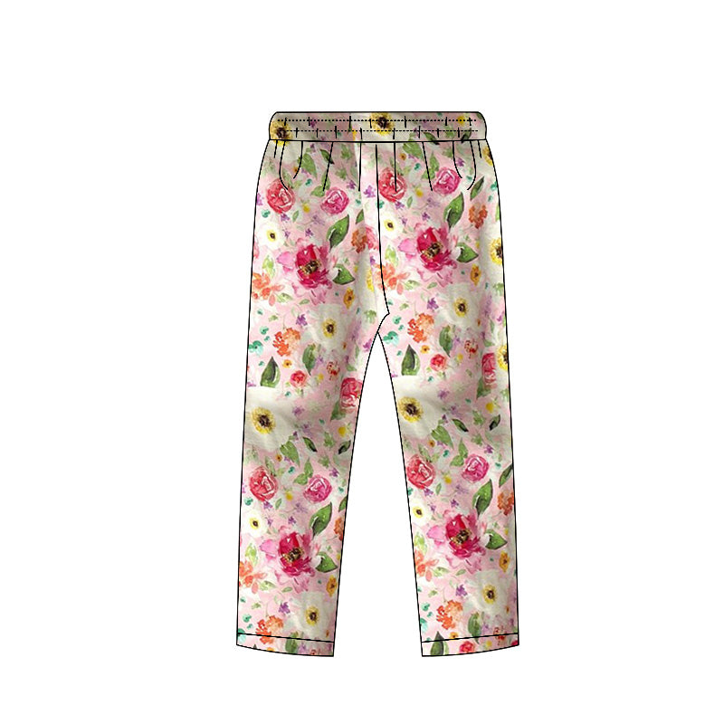 presale P0959 Baby Girls Pink Flowers Legging Pants Bottoms D 1129