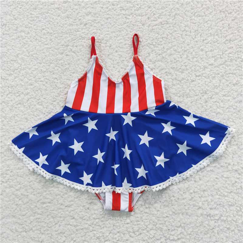 Match Baby Girls July 4th Strap Top Star Bell Bottom Pants Clothes Sets Jumpsuit D 3.15