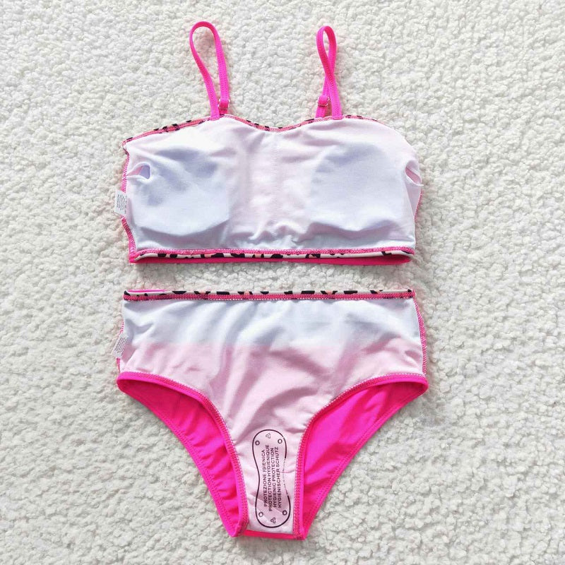 S0138 Rose Red Leopard Swimsuit Set