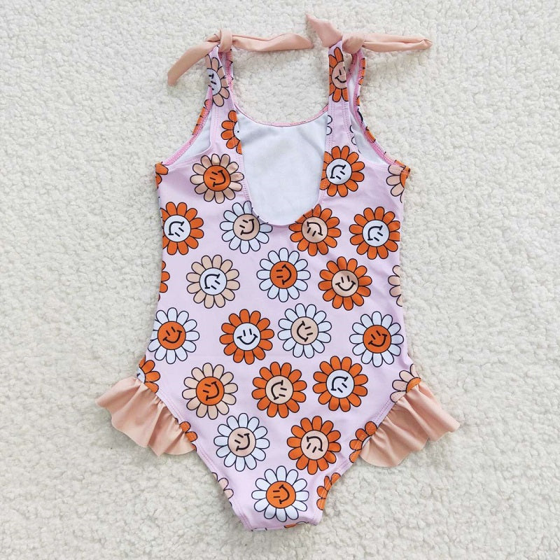S0151 happy Flower Pink One-Piece Swimsuit