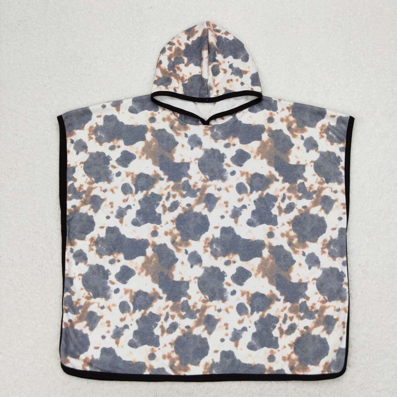 S0328 Brown and Black Cow Print Hooded Bathrobe