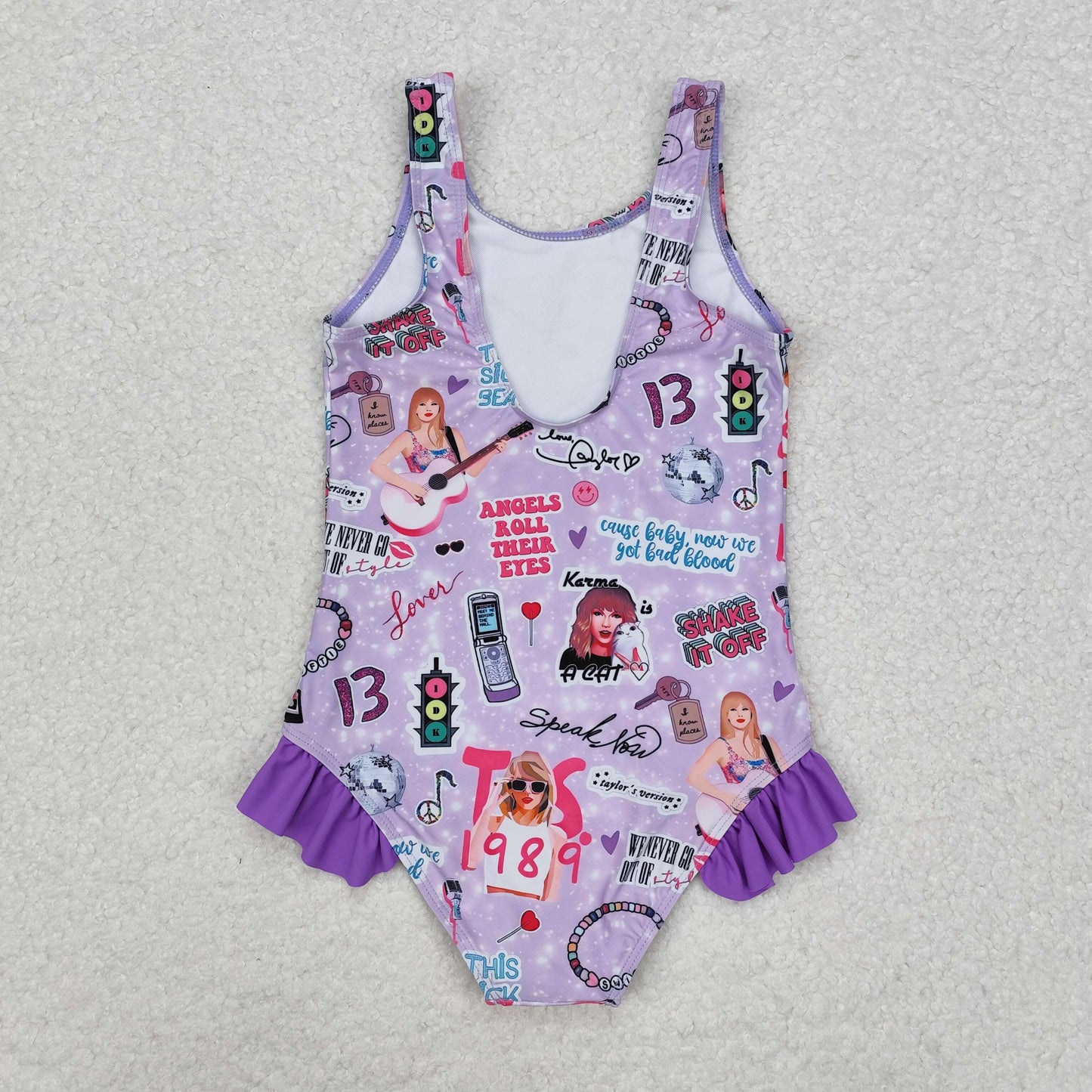 S0388 1989 Purple lace one-piece swimsuit