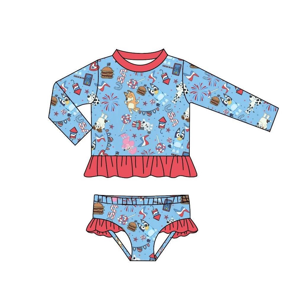 preorder S0426 red lace blue long-sleeved swimsuit suit