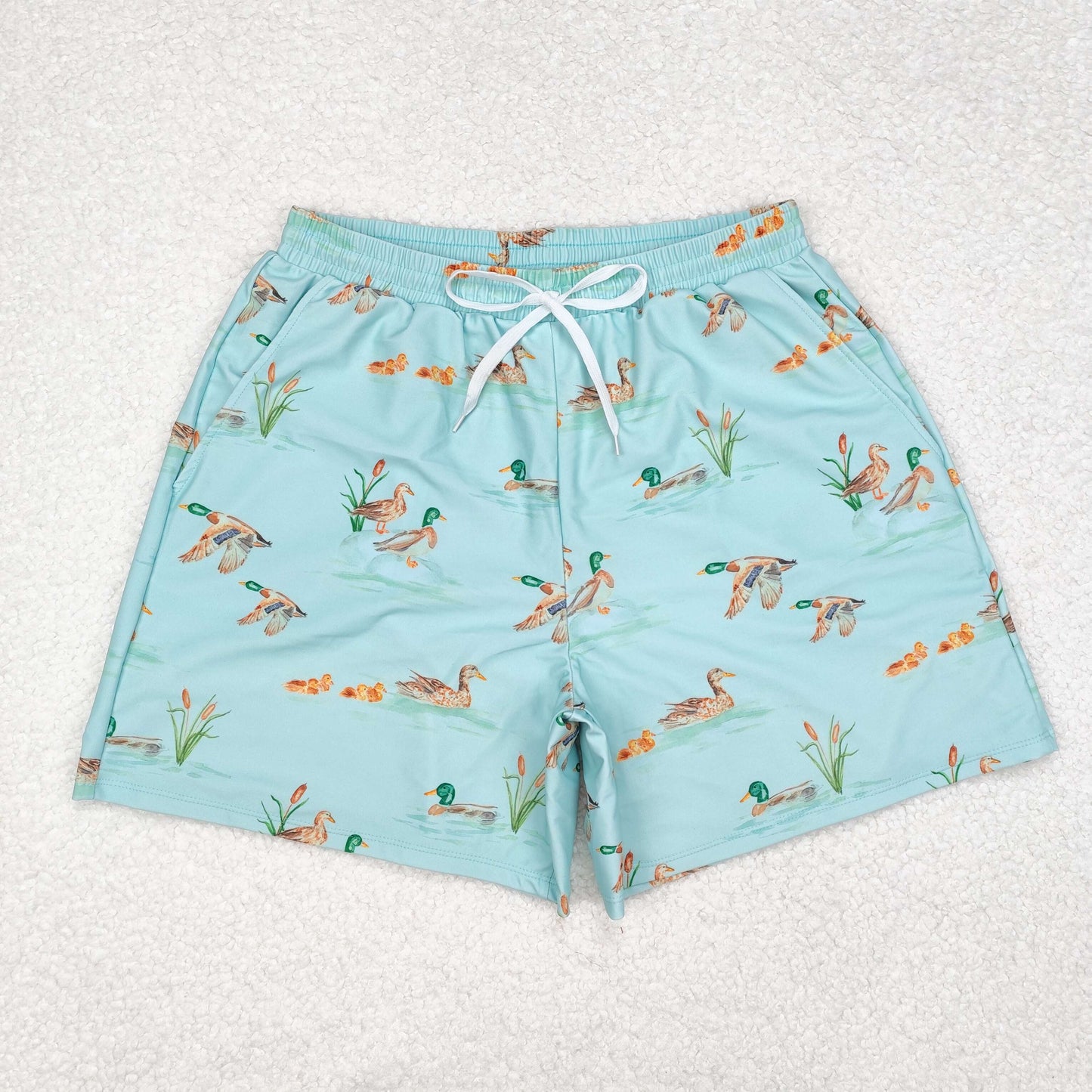 S0428 Adult men's duck light green swimming trunks