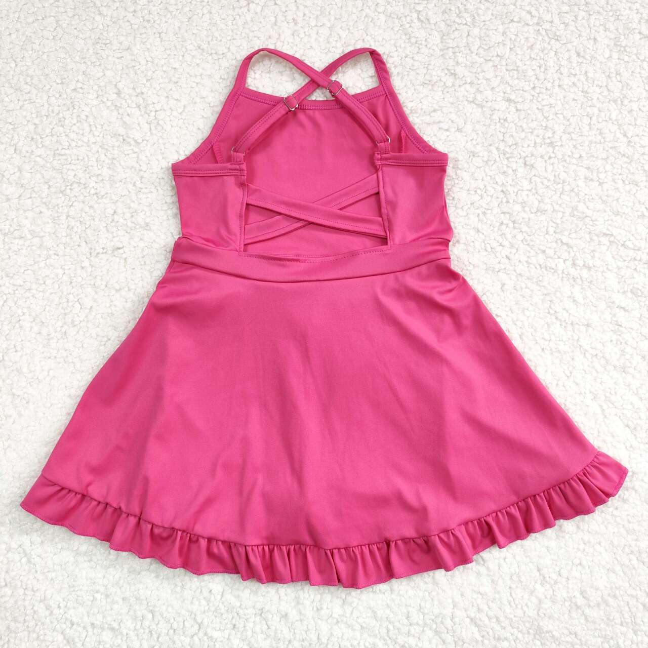 S0440 Solid rose red sportswear skirt swimsuit