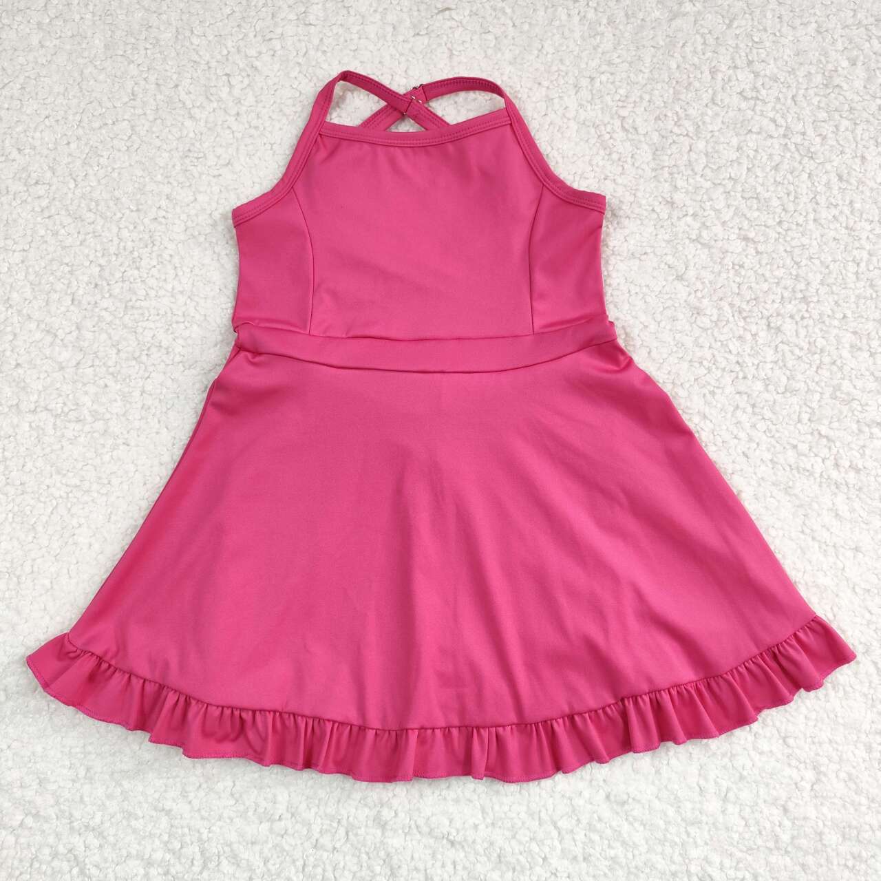 S0440 Solid rose red sportswear skirt swimsuit