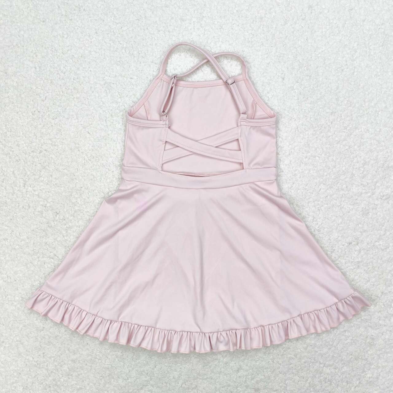S0443 Solid Pink Sportswear Skirt Swimsuit D 4.16