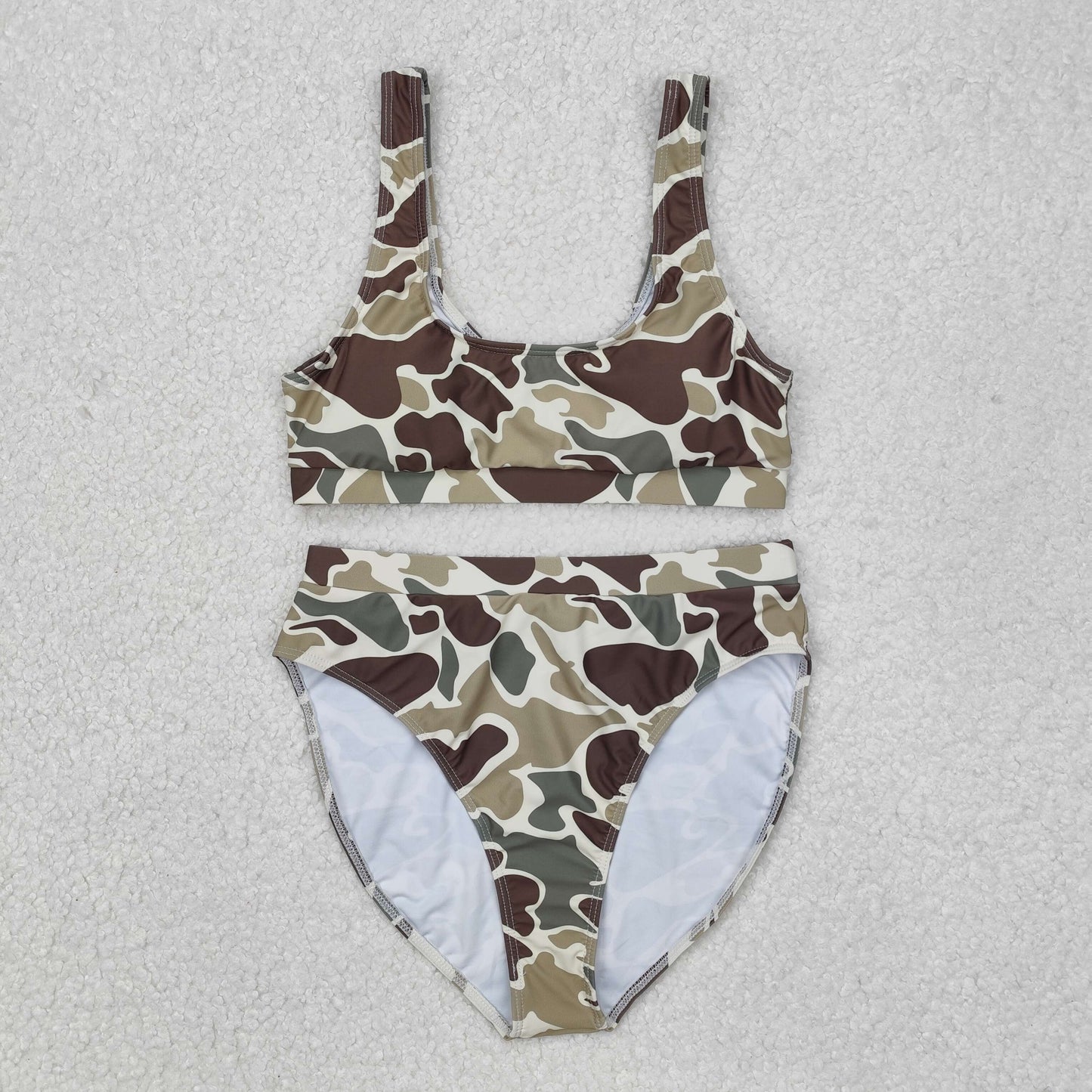 S0569 Adult female brown green camouflage swimsuit set D 7.12