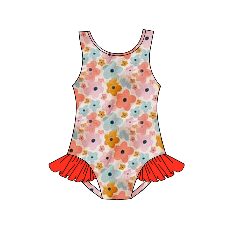 presale S0502 Baby Girls Flowers Pink Western One Piece Swimsuits 2025.1.8
