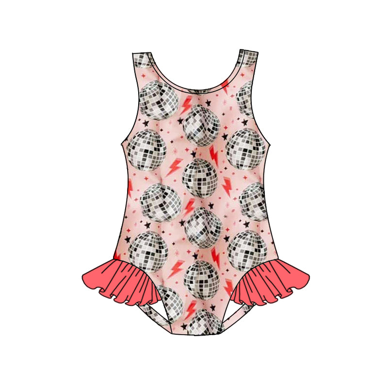 presale S0503 Baby Girls Disco Pink Western One Piece Swimsuits 2025.1.8