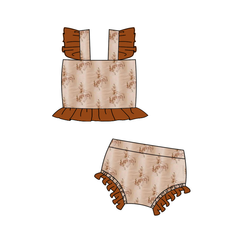 presale S0510 Baby Girls Rodeo Western Top Bummie 2pcs Swimsuits 2025.1.8