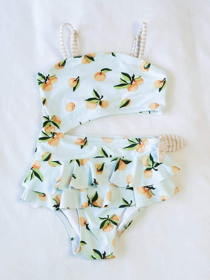 presale S0525 Baby Girls Lemon Ruffle One Piece Swimsuits D 2.10