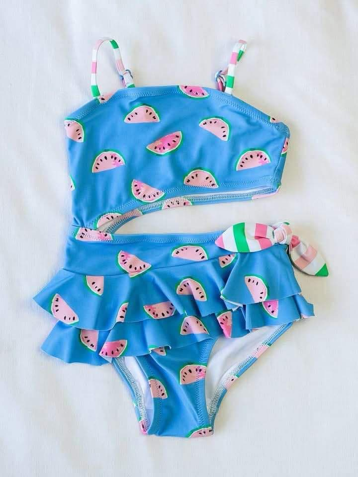 presale S0527 Baby Girls Summer Watermelon Ruffle One Piece Swimsuits D 2.10