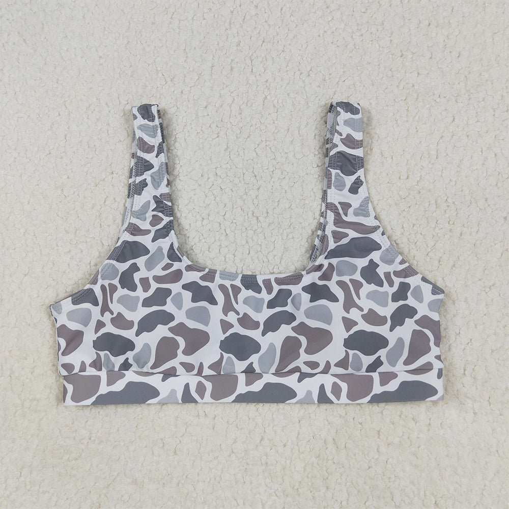 S0556 Adult Women Light Grey Camo Bra Swim Top