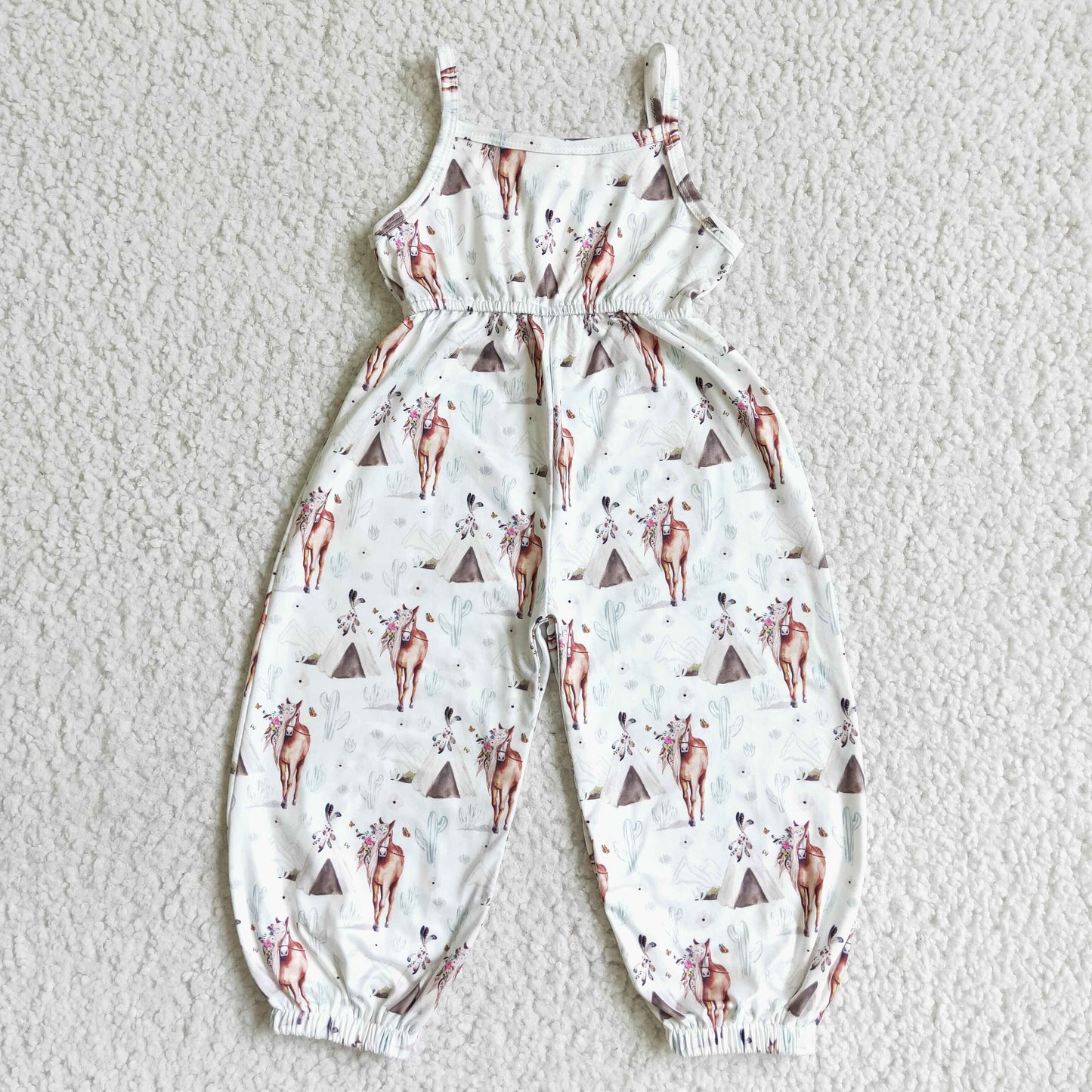 SR0049 Baby girls western horse teepee jumpsuits