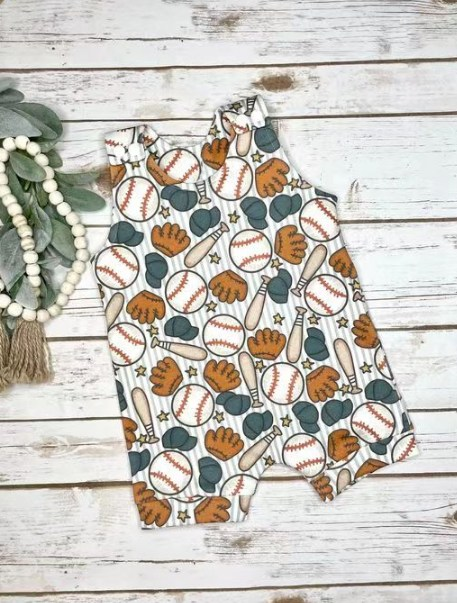 (presale) SR0540 Baseball Glove Hat Striped Sleeveless Jumpsuit