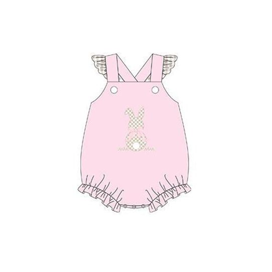 (presale)SR0542 Rabbit plaid pink vest jumpsuit