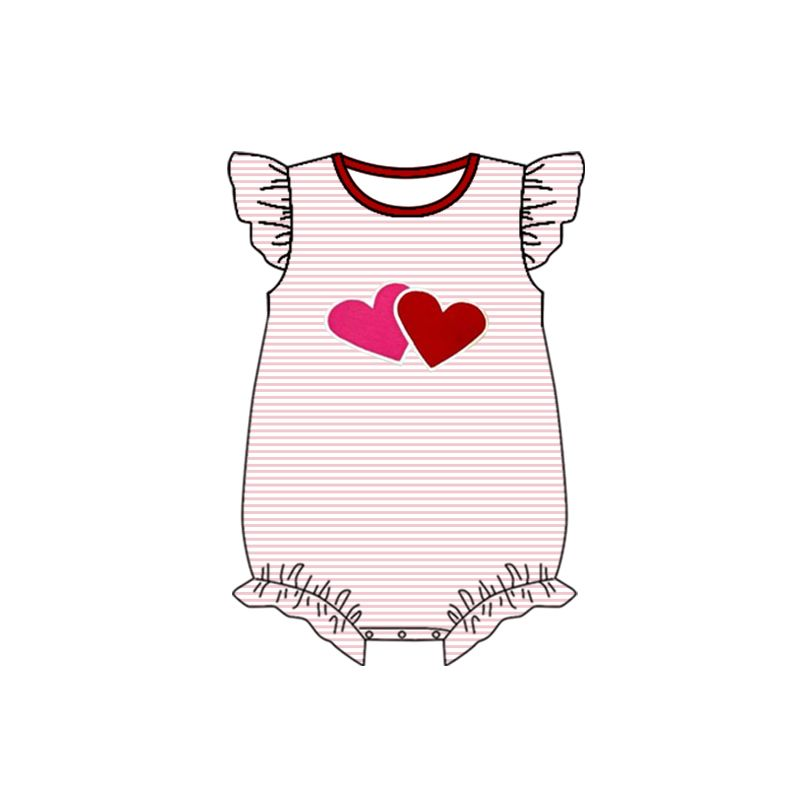 (presale)SR0557 Love pink and white striped lace flying sleeve jumpsuit