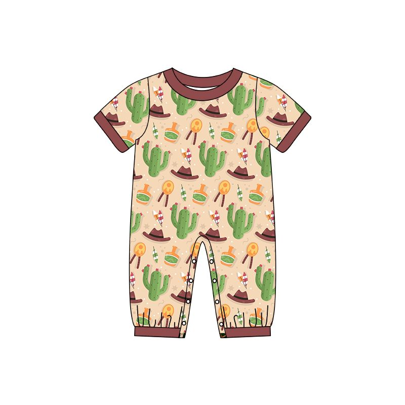 (presale)SR0571 Cactus hat beige short-sleeved jumpsuit