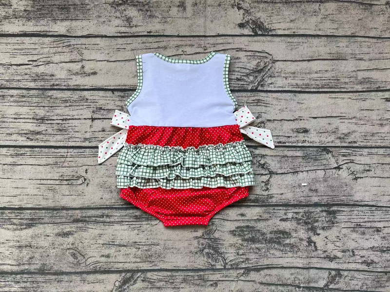 SR0593 Watermelon bow polka dot red and white sleeveless jumpsuit D 6.18