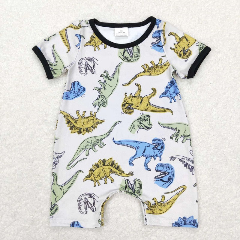 SR0707 Dinosaur light color short sleeve jumpsuit