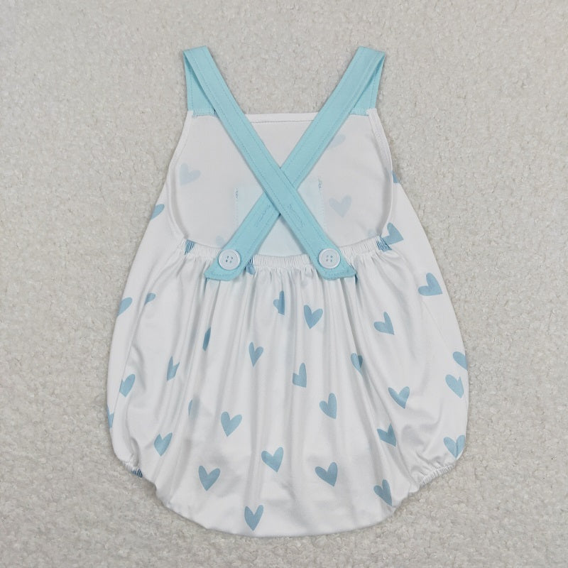 SR0732 Pocket Heart Blue and White Tank Top Bodysuit