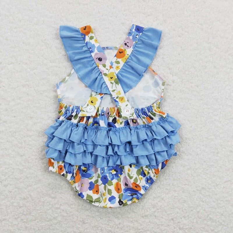 SR0824 Floral floral blue lace vest jumpsuit D 4.24