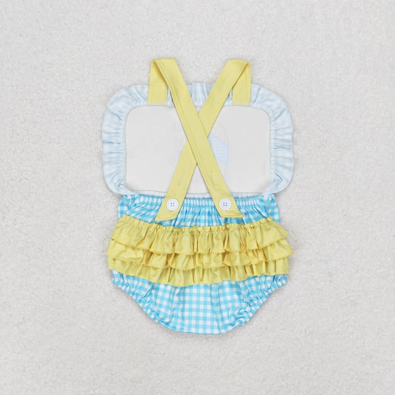SR0956 Plaid Yellow Lace Vest Bodysuit