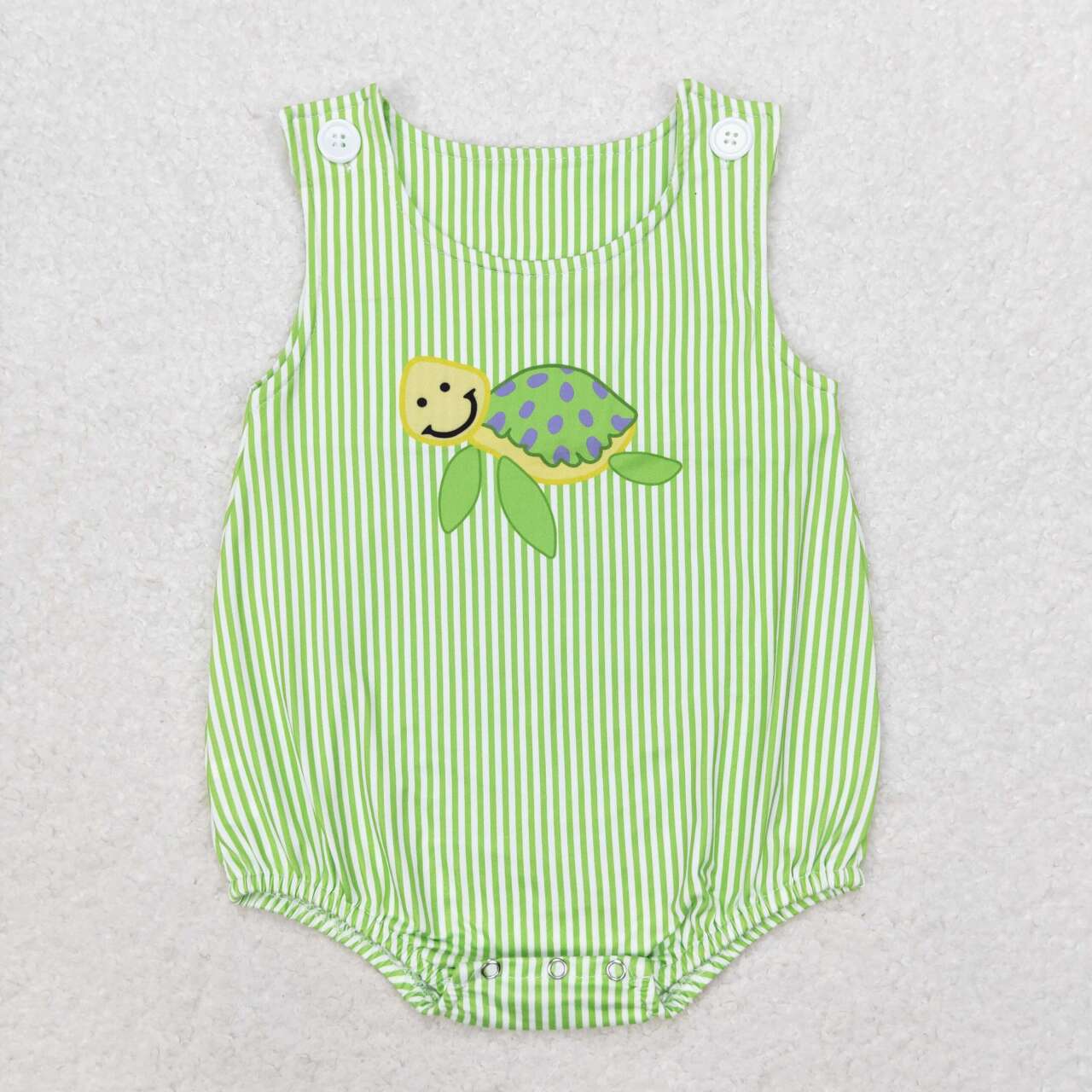SR1093 Tortoise Green Striped Vest Bodysuit