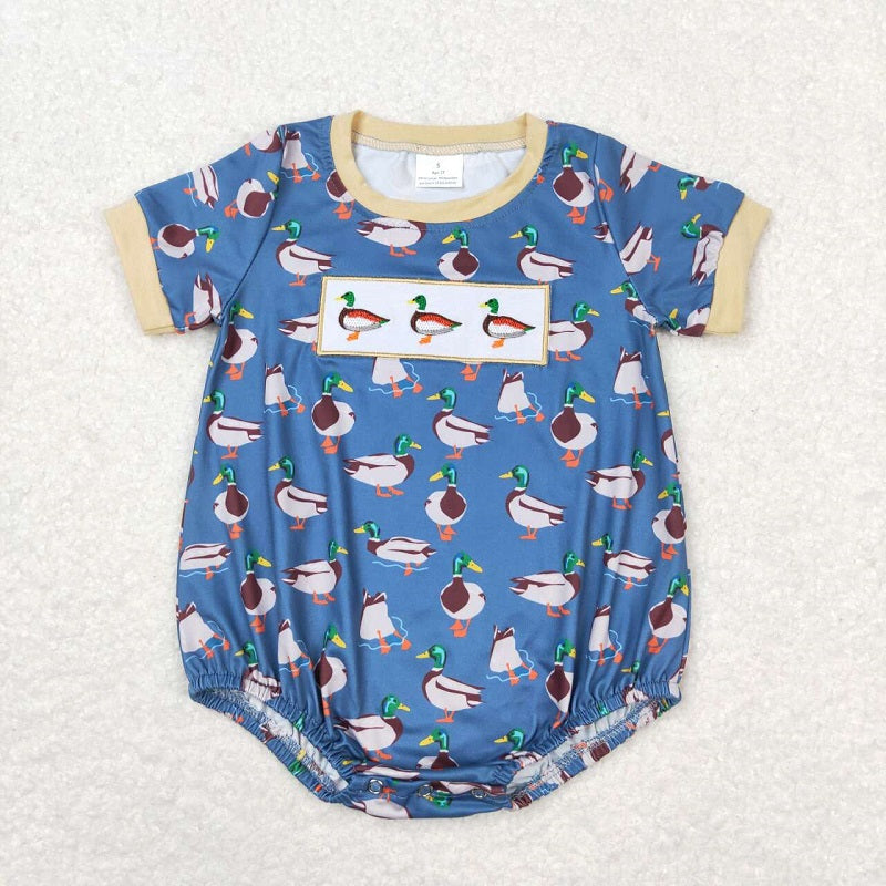 SR1134 Embroidered Duck Blue Short Sleeve Jumpsuit D 4.24