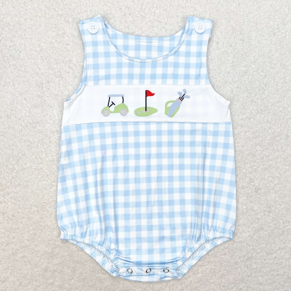 SR1176 Golf Cart Blue Plaid Vest Bodysuit