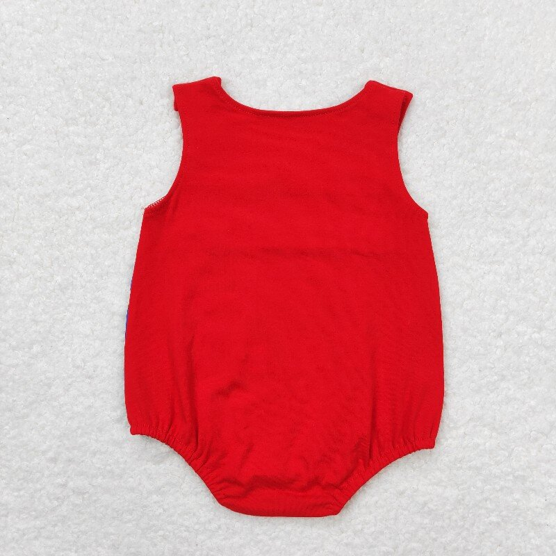 SR1194 Flag Baseball Navy Blue Red Vest Jumpsuit