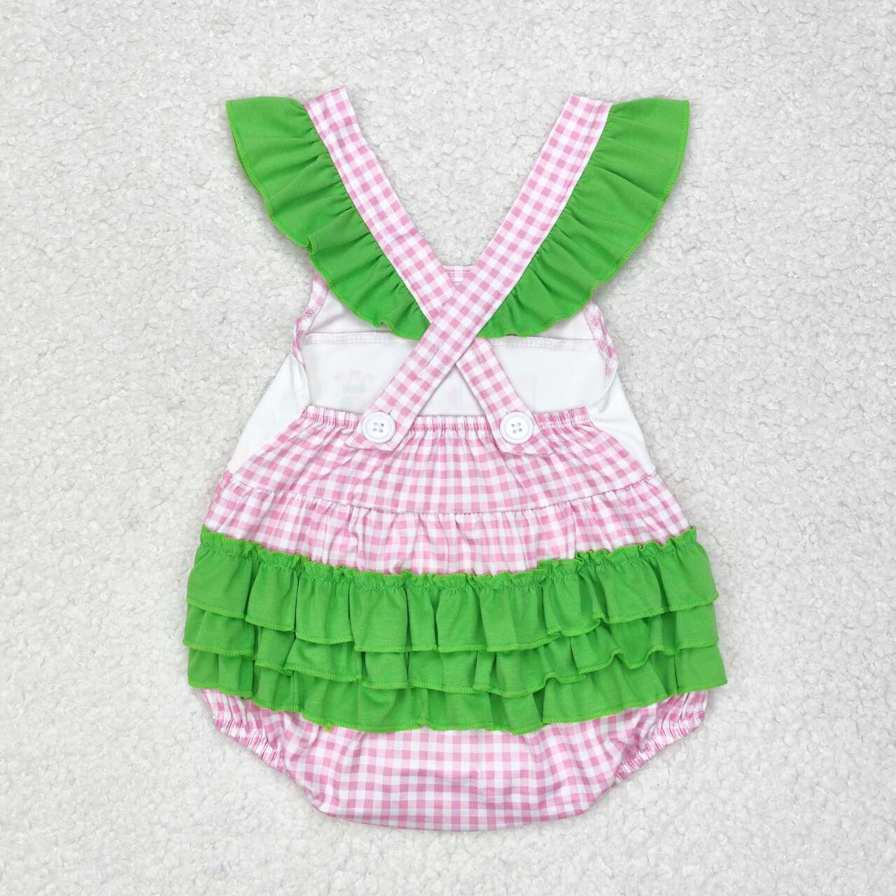 SR1226 Golf Tour Cart Pink Plaid Green Lace Vest Bodysuit