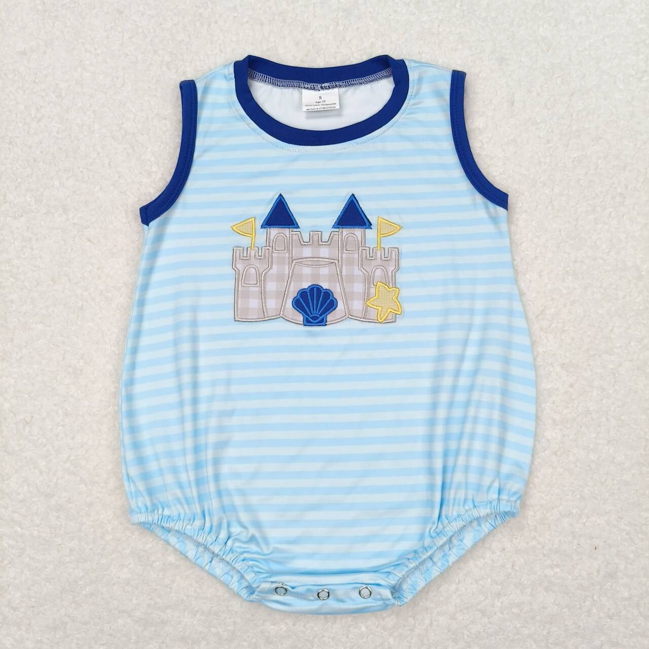 SR1318 Embroidered blue shell star castle striped vest jumpsuit D 5.22