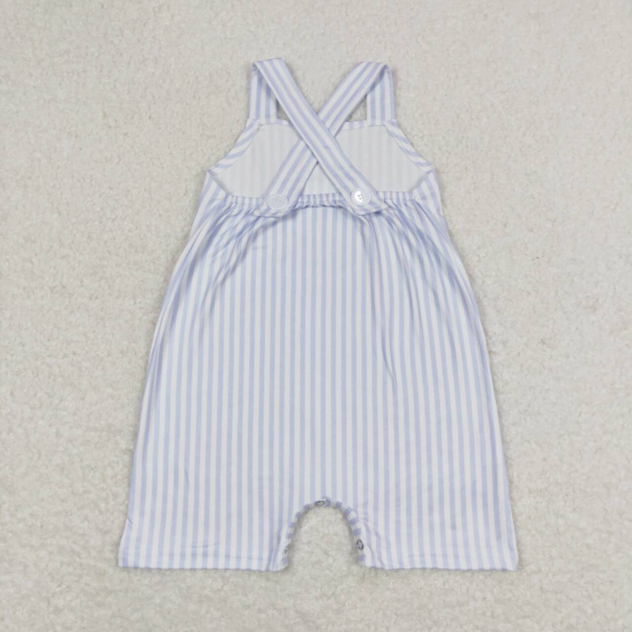SR1362 Blue and White Striped Pocket Strap Jumpsuit