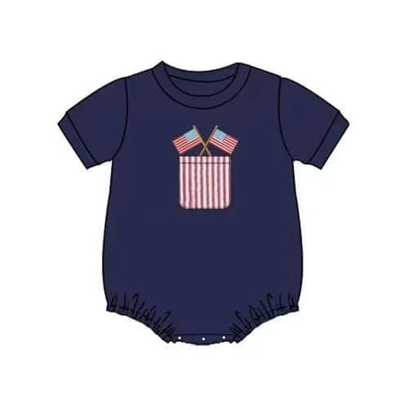 preorder SR1386 Newborn Boys July 4th USA Flag Romper
