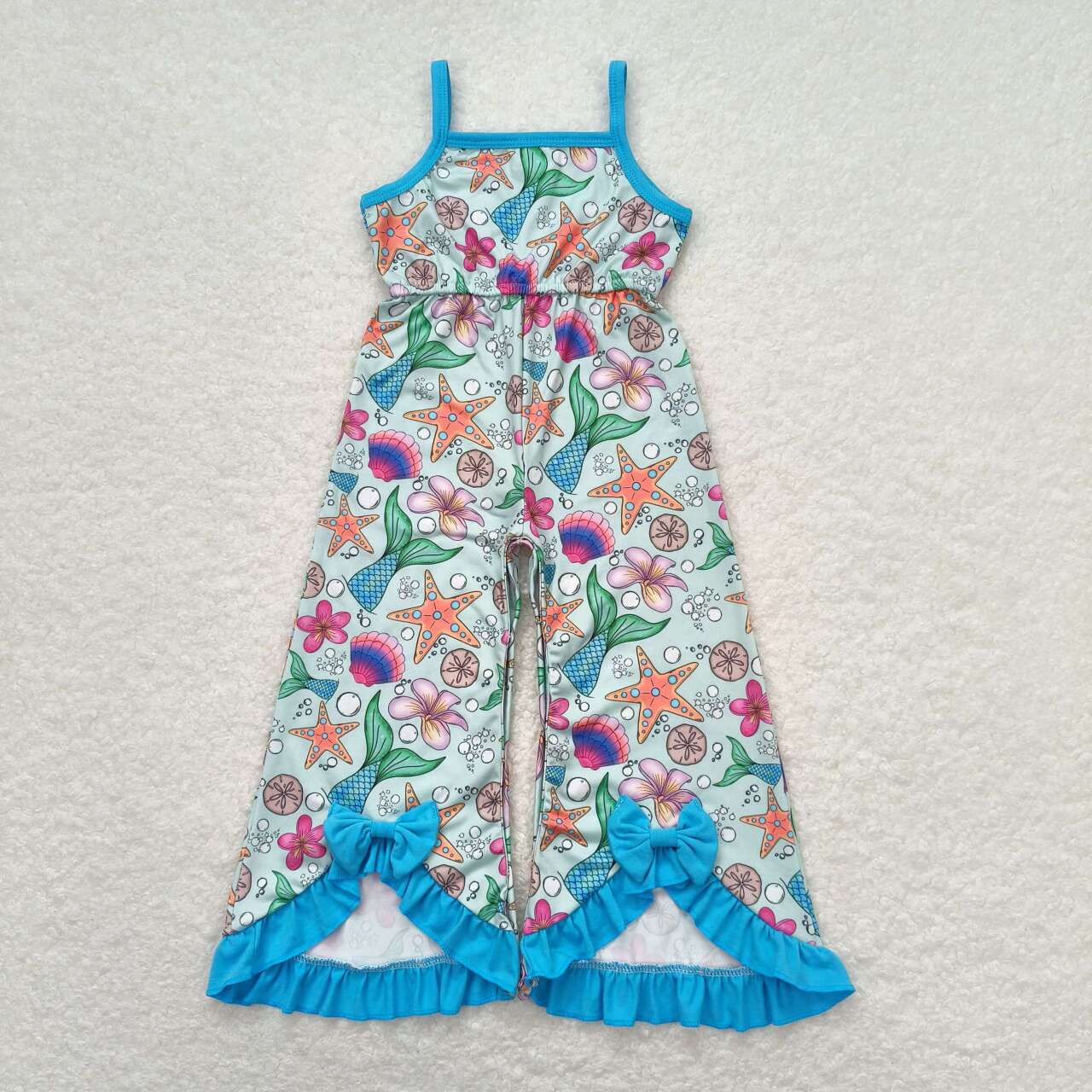 SR1391 Starfish fishtail teal sleeveless jumpsuit
