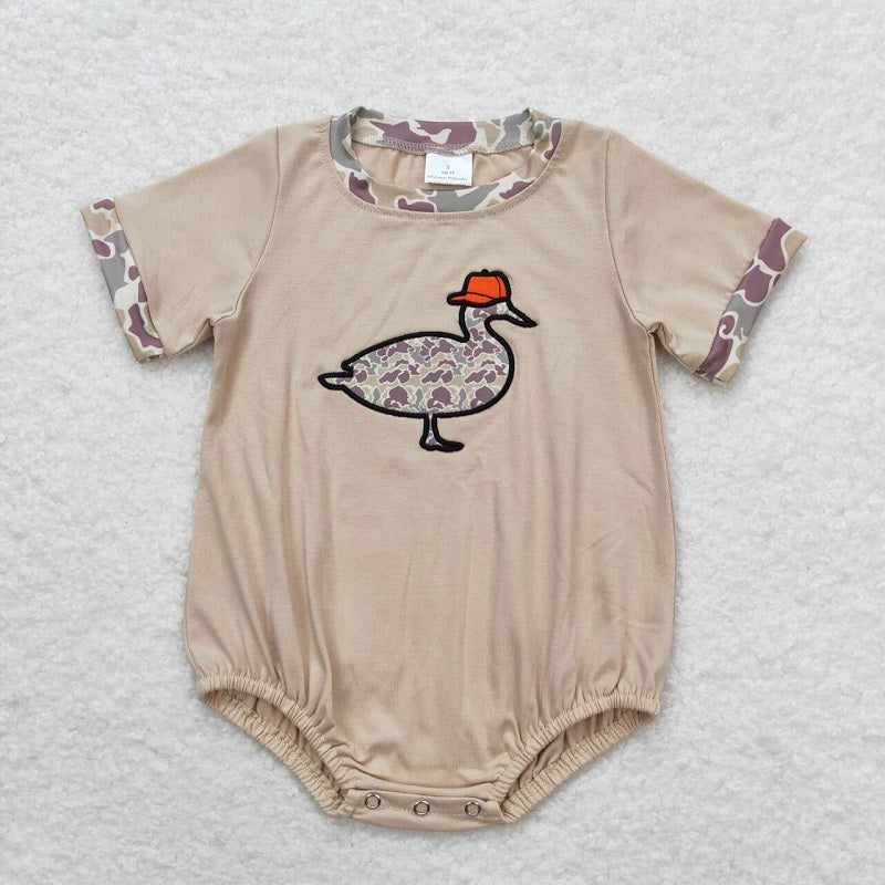 SR1403 Embroidered brown and green camouflage duck short-sleeved jumpsuit D 5.8