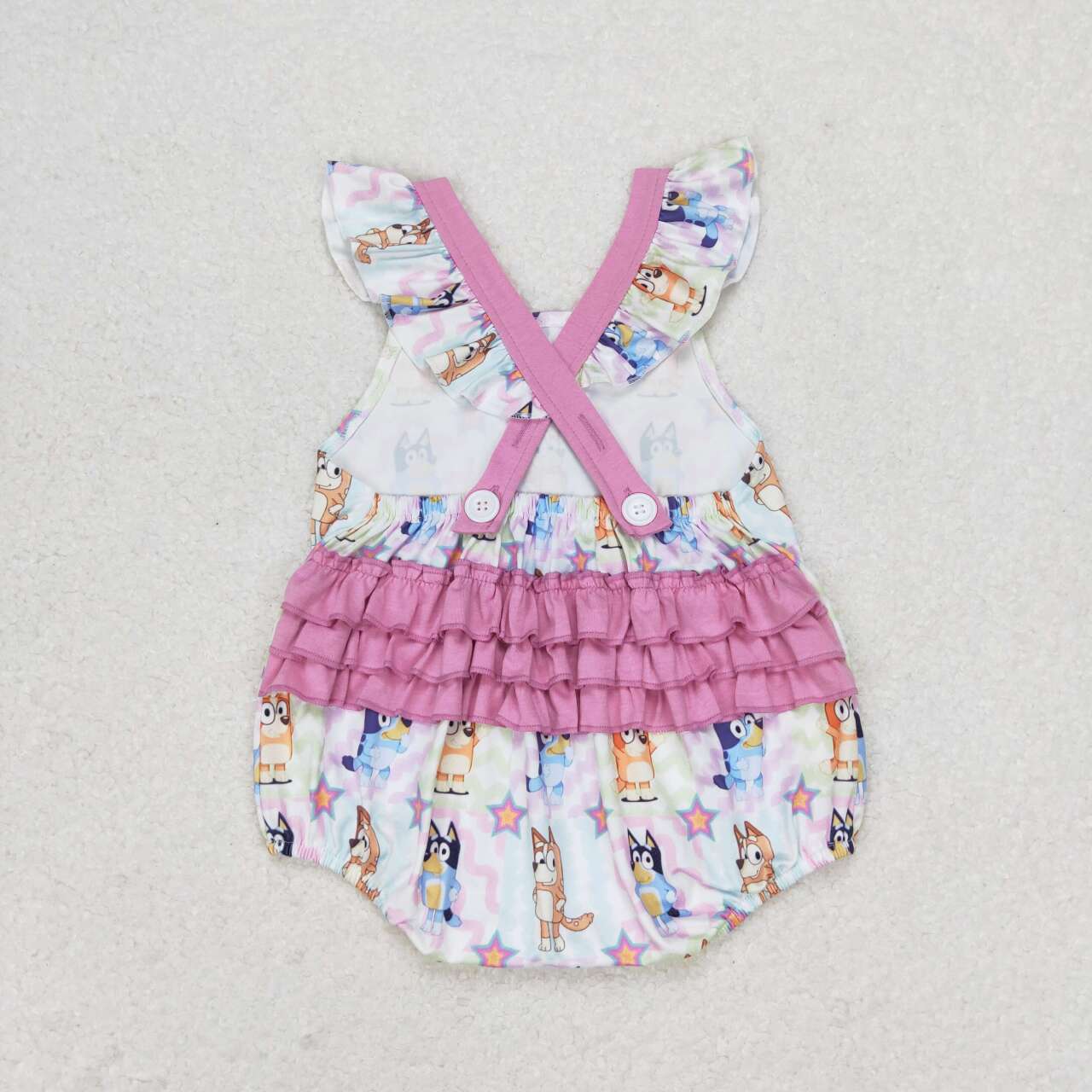 SR1419 Cartoon star wavy line pink and purple lace vest jumpsuit