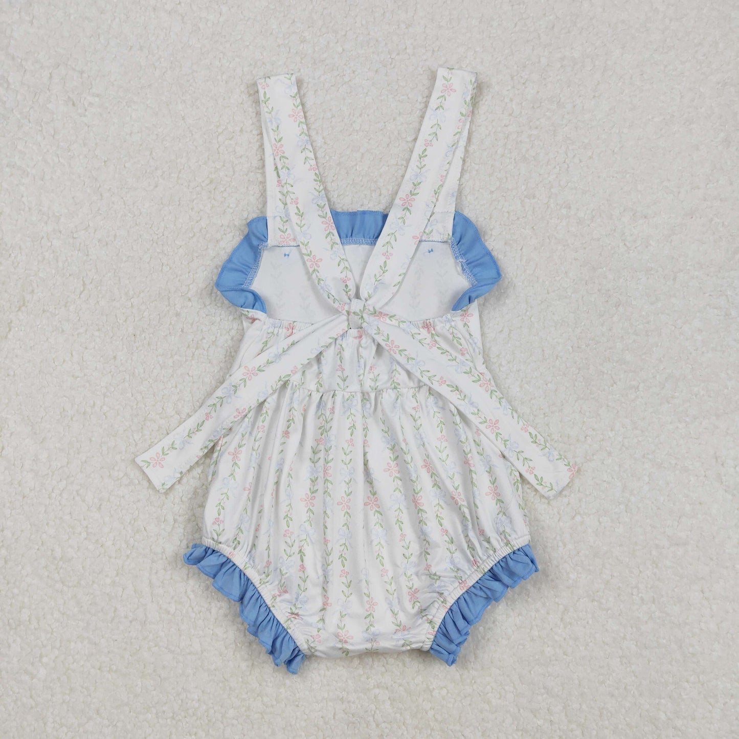 SR1478 Flowers and leaves blue lace white vest jumpsuit D 3.1