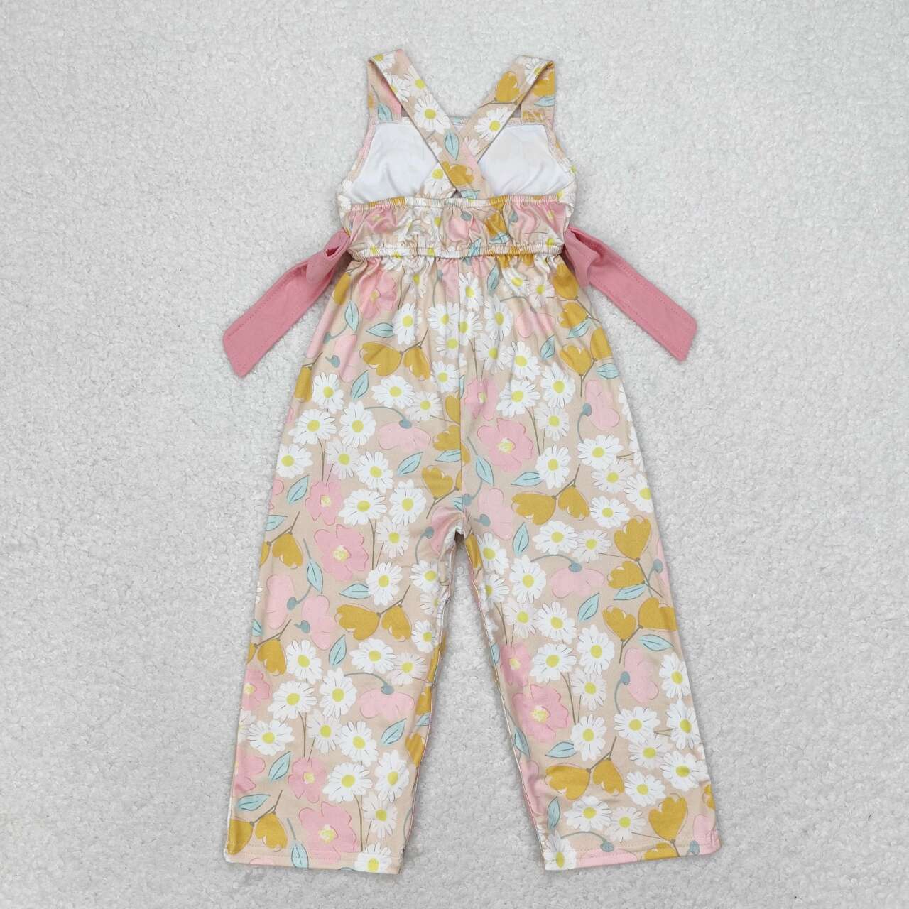 SR1674 Floral brown suspender jumpsuit