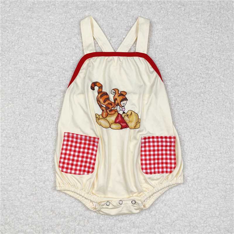 Match Baby Boys Girls Bear Tiger Short Red Checkered Shorts Clothes Sets Romper D 3.13