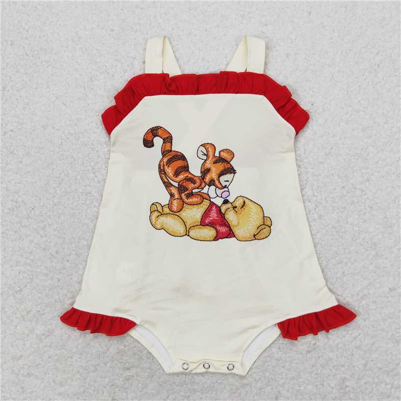 Match Baby Boys Girls Bear Tiger Short Red Checkered Shorts Clothes Sets Romper D 3.13