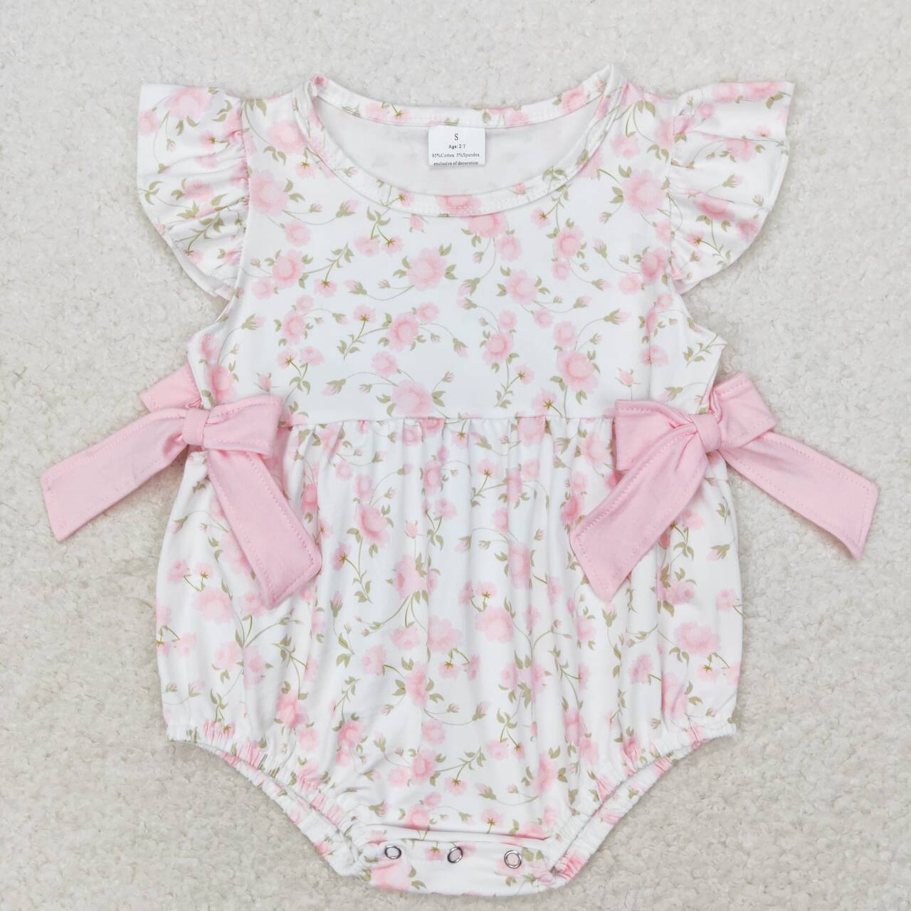 SR1765 Flower floral bow pink and white vest jumpsuit D 4.24